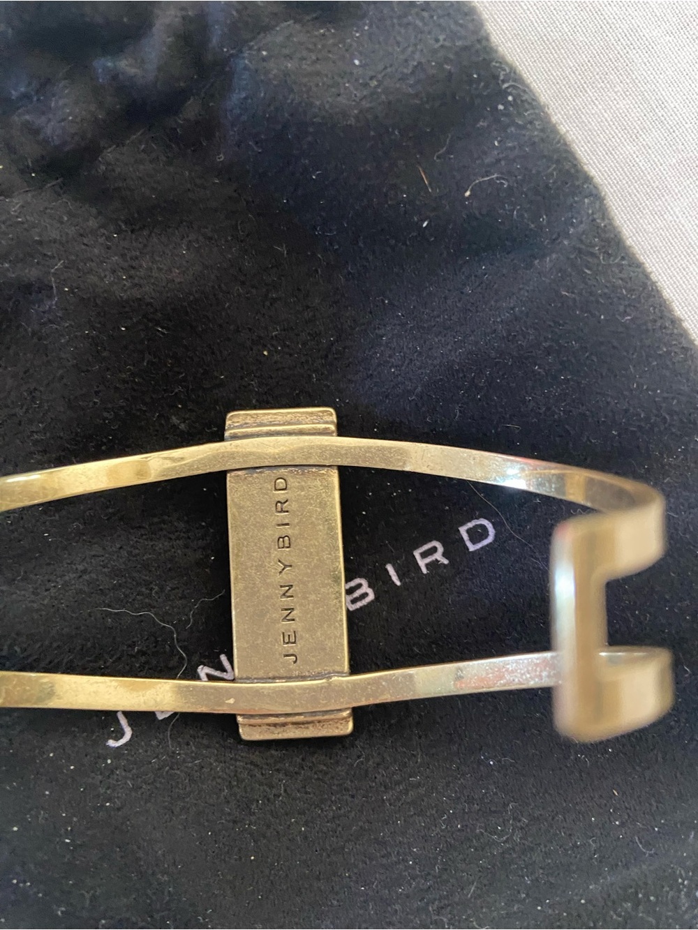 Jenny Bird Gold Open Cuff Bracelet with Purple Rectangular Inlay - Picture 3 of 4